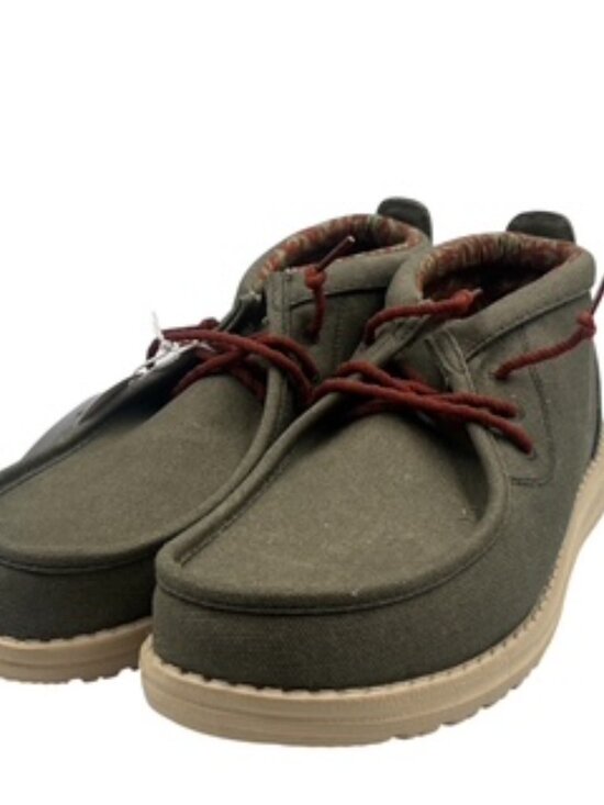 NEW Hey Dude Wally Men’s 10 Mid Boots Waxed Canvas Olive NWT main image 7